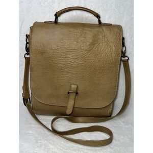 Leather Messenger Bag Crossbody Strap Natural Camel Classic Boho QUAVARO